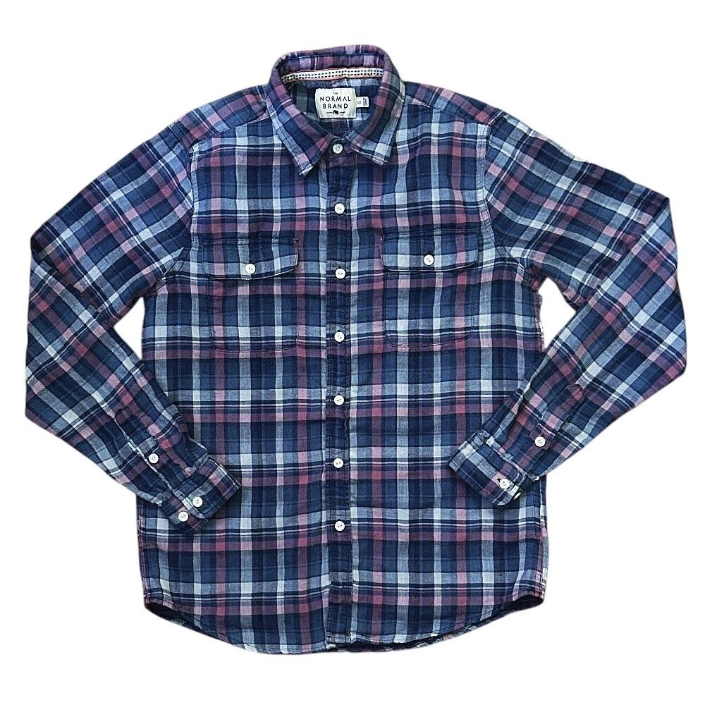 The Normal Brand Blue & Pink Plaid Flannel Button Up Cotton Shirt Women's Small
